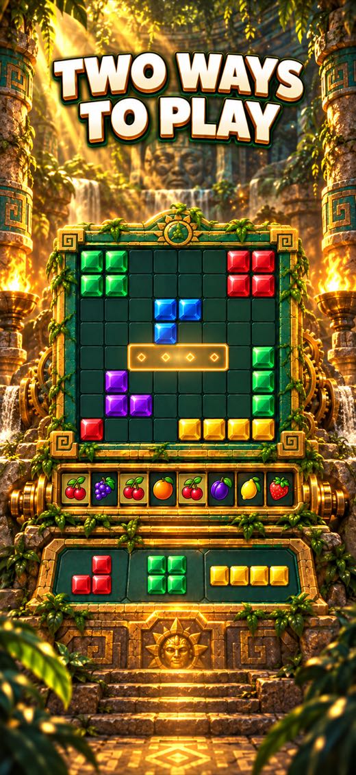 Block + Slot: every line you clear spins its own row of fruit.